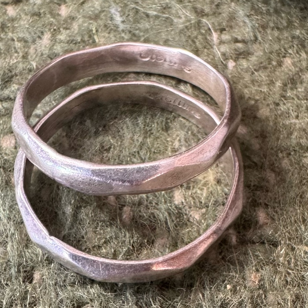 Silver Hammered Bands - Picture 5 of 6